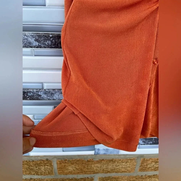 With Jean Andy Mini Dress - Maple Orange, Ruched Button-Down XS, - Picture 7 of 16